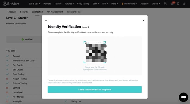 Verify BitMart account